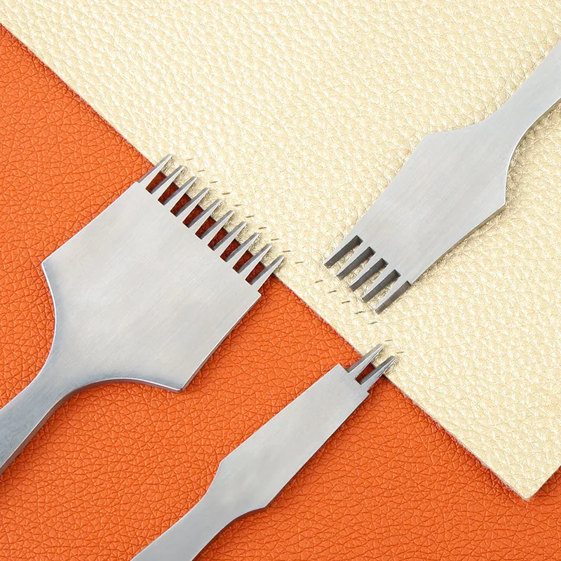 Conjuntos de cinzel de costura e laço de aço para artesanato em couro, pontas polidas para escultura em couro, tamanhos de 2.7mm/3.0mm/3.38mm/3.85mm