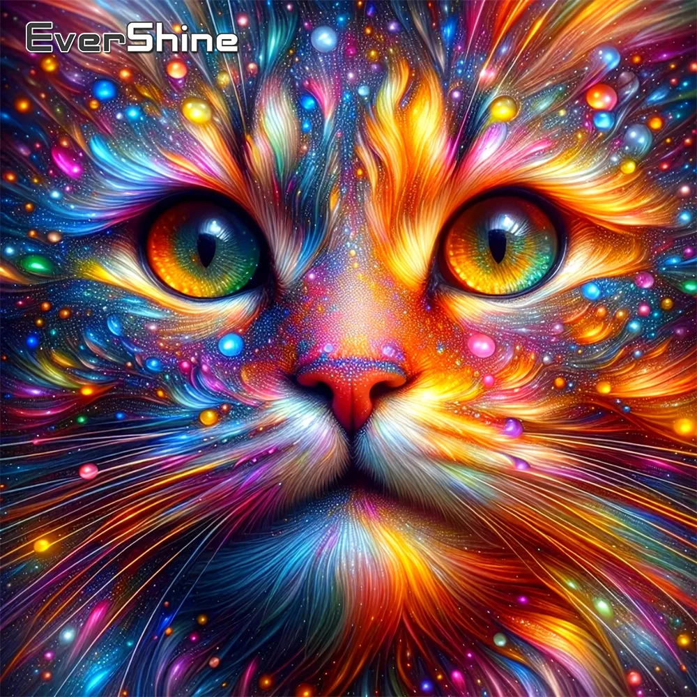 Evershine Diamant-Mosaik, Katze, Tier, geeignet für Anfänger, DIY-Diamant-Malerei, bunte Kreuzstich-Sets, Dekor für Zuhause