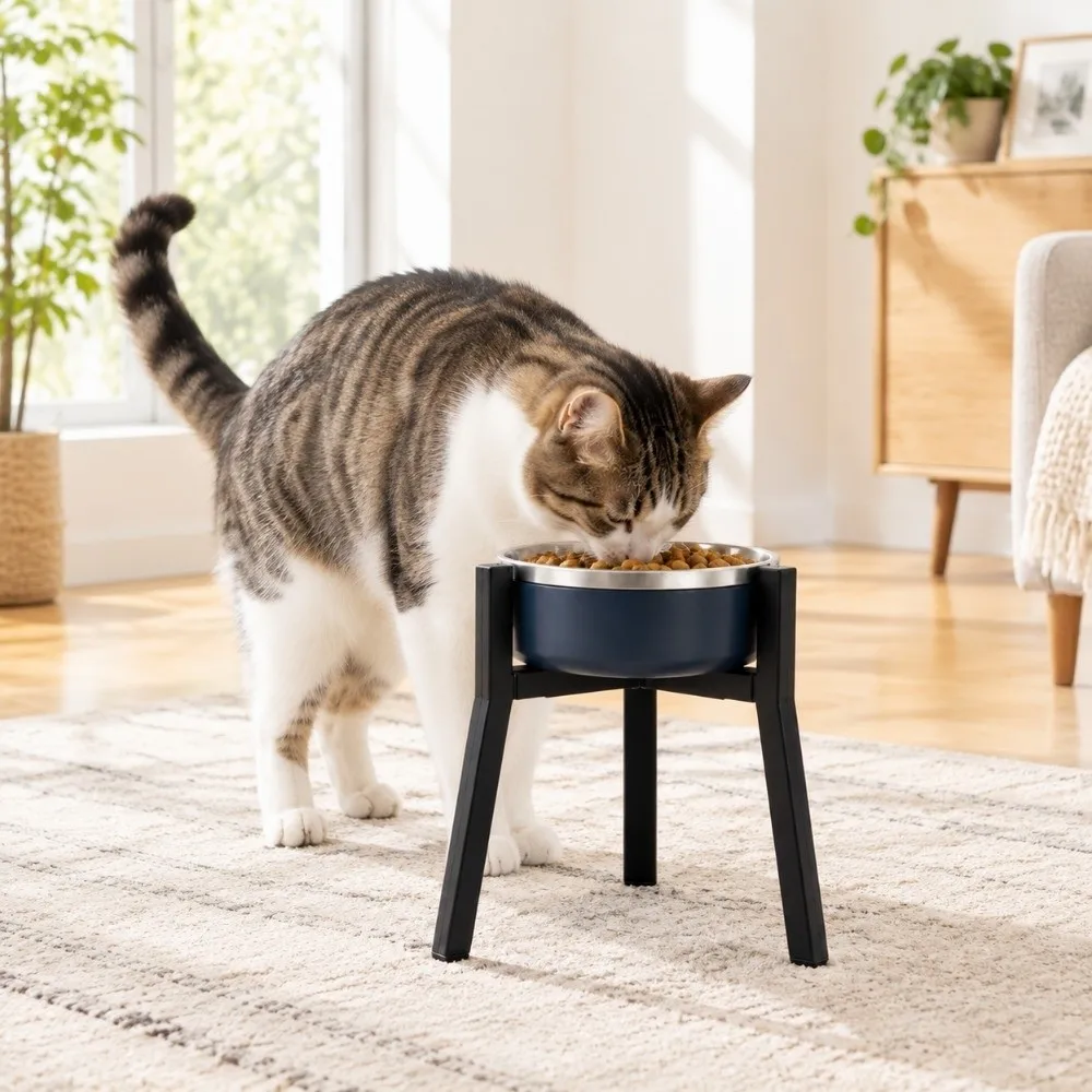 Iron Dog Bowl Stand Adjustable Height Protect Cervical Spine Pet Feeder Rack Telescopic Sturdy Pet Feeding Stand Pet Supplies