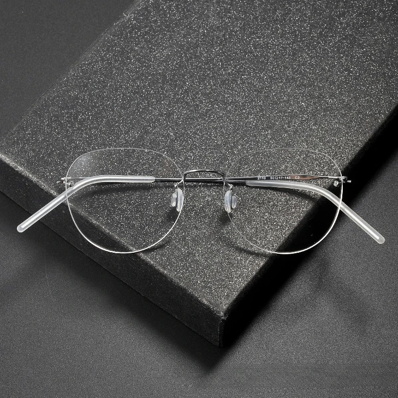 

New Denmark Alloy Eyeglasses 2110 Ultra-light Rimless Men Glasses Anti-blue Light Frames for Retro Oval Women Prescription Gafas