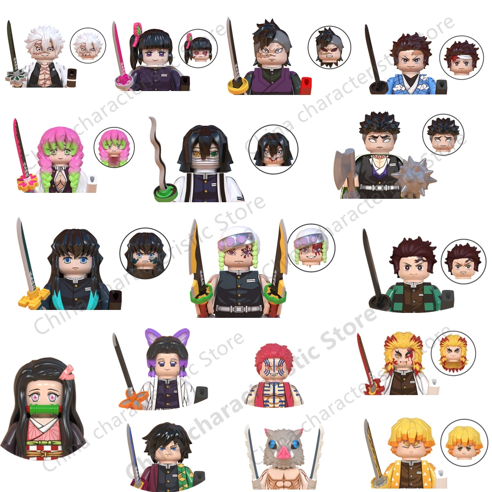 Demon Slayer Anime Figure Mugen Train WM6116 Tanjirou Nezuko Giyuu Kyoujurou Heads Building Blocks Creative Toys For Kid WM6137