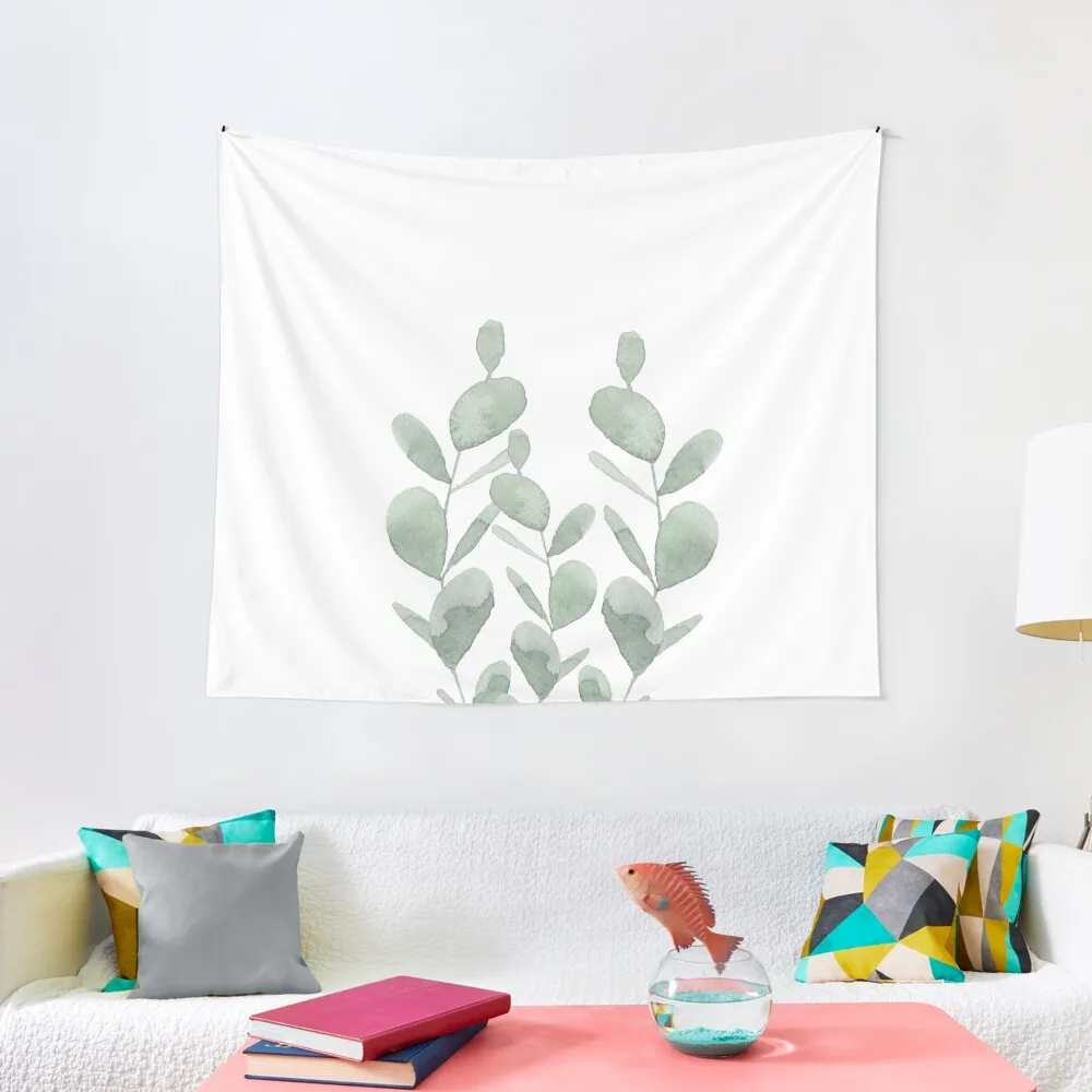 

EUCALYPTUS WATERCOLOR LEAVES Tapestry Aesthetic Room Decoration Room Decor Aesthetic Room Decor For Girls Tapestry