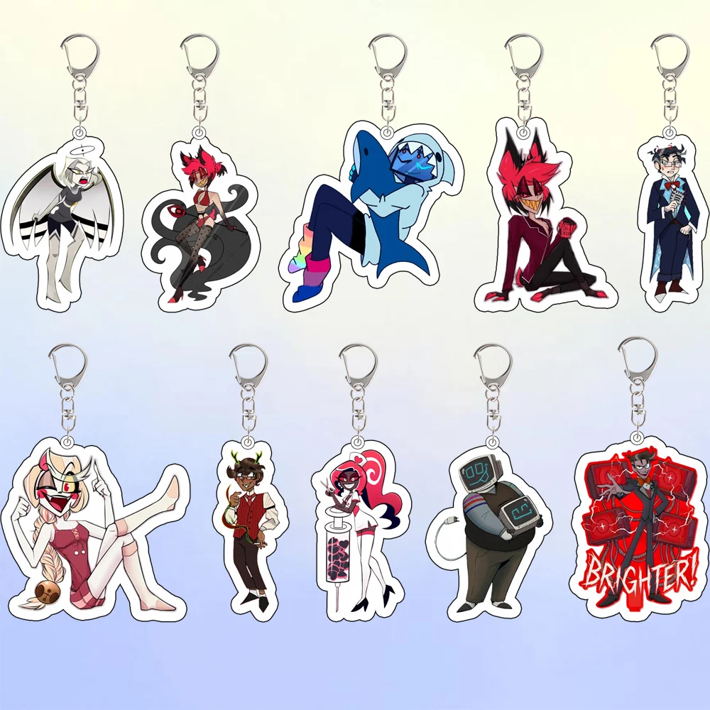 

For Hazbin Hotel Charlie Morningstar Alastor Lute Velvet Vox Acrylic Keychain Peripheral Exquisite Backpack Accessories Gift