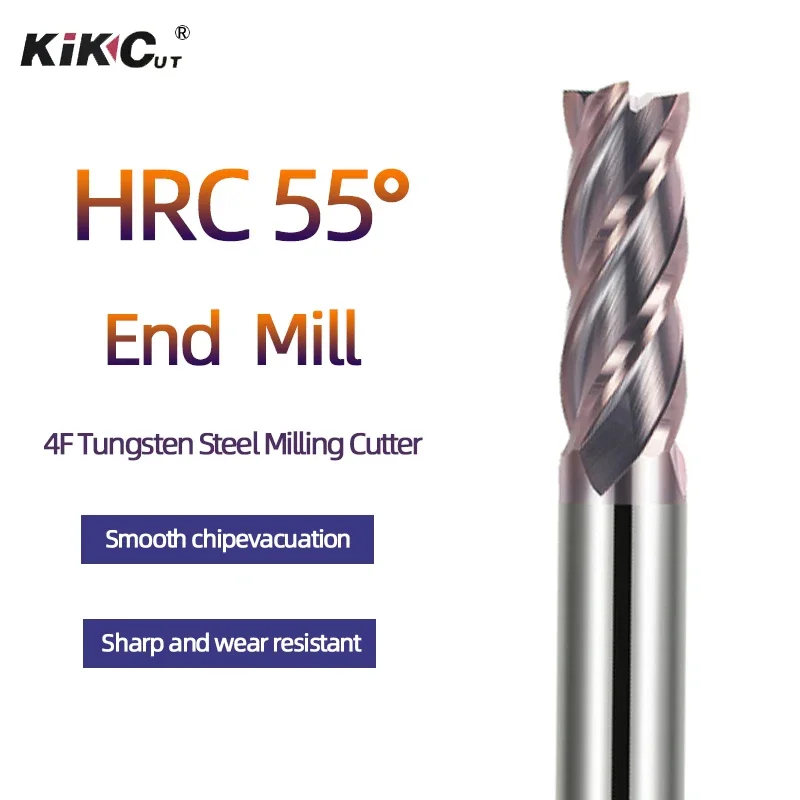 1PCS  HRC55 Carbide Milling Tool 4Flutes CNC Router Bit Purple Flat  Milling Cutter 1 1.5 2 2.5 3 4 5 6 7 8 MM