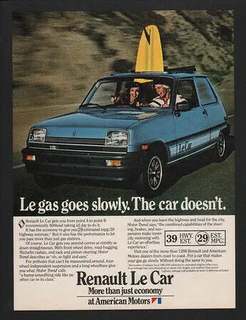 1n,1981 LE CAR - Tabla de surf a través del techo corredizo - American Motors AMC VINTAGE AD-Signal de estaño