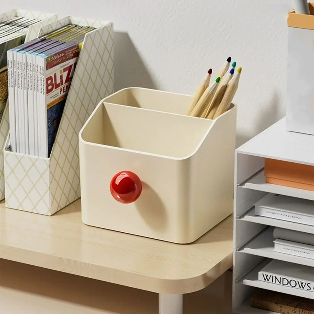 

Durable Creative Makeup Brush Holder Cream Style Cute Pen Holder 3 Grid Household Simplicity Office Organizer Office