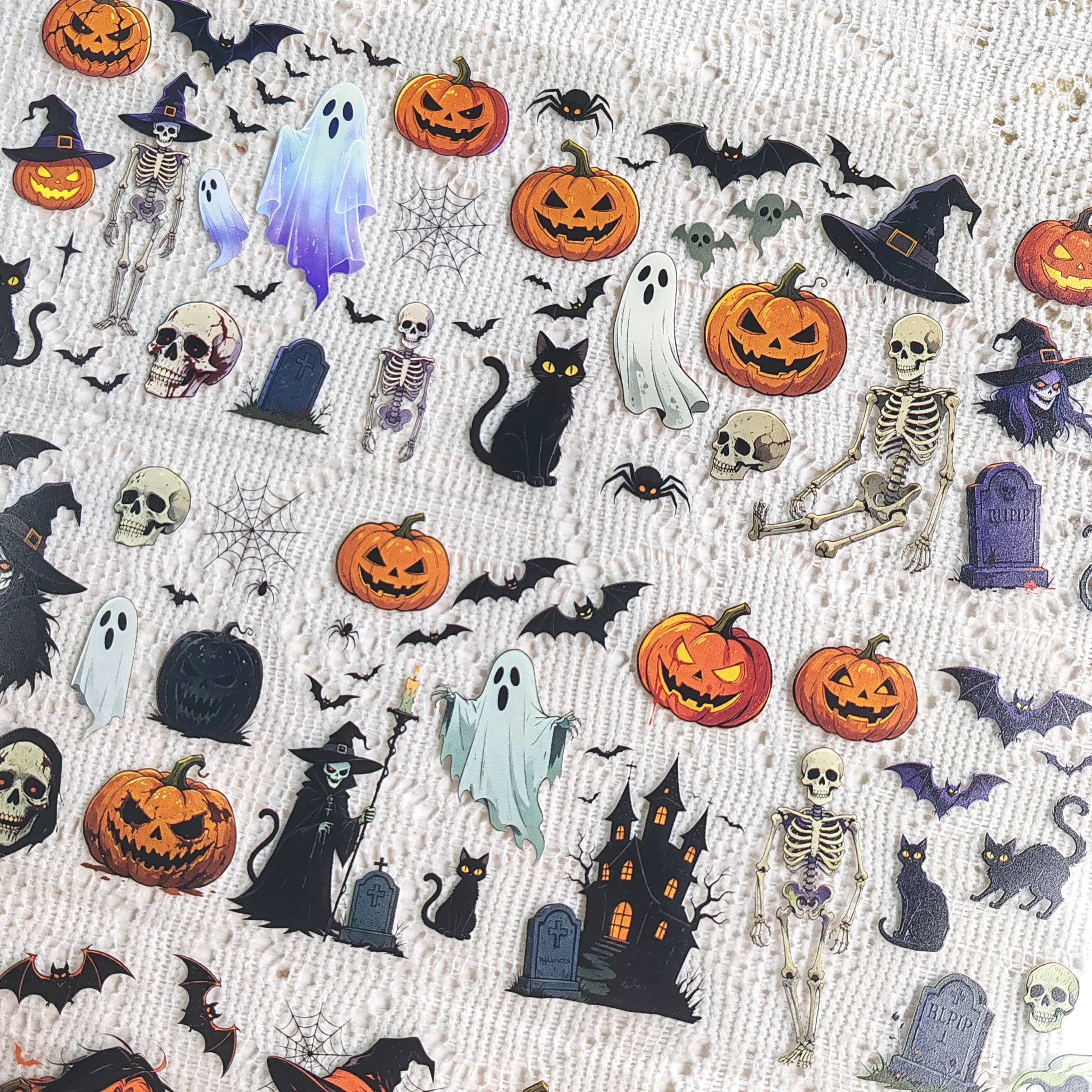 DIY Halloween Bat Spider Pumpkin Witch Skeleton Sticker Tape, Journaling Supply for Scrapbooking Collage Decor