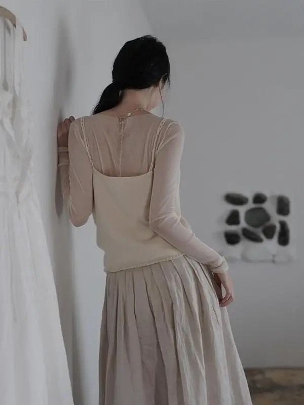 Camiseta ajustada Me Base irt Thin Long Sve con diseño transparente para ir al trabajo Sle Faionable ropa interior