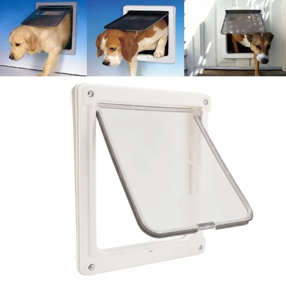Small Size Pet Door Smooth Flap Light Weight Frame Cat Flap White Two Way Access Pet Access Gate House Door Opening
