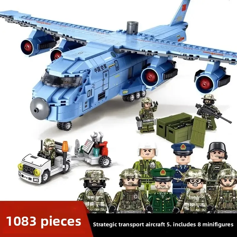 Sembo 105766 Iron Blood Y 20 Large Military Transport Aircraft Model Children Assemble Particle Building Blocks Puzzle Toy