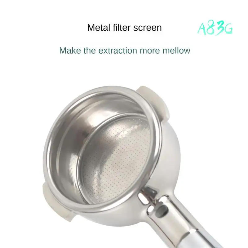 

A83G-58Mm Double Ear Coffee Machine Filter Holder E61 Bottomless Portafilter With Wooden Handle Coffee Machine Accessories Style