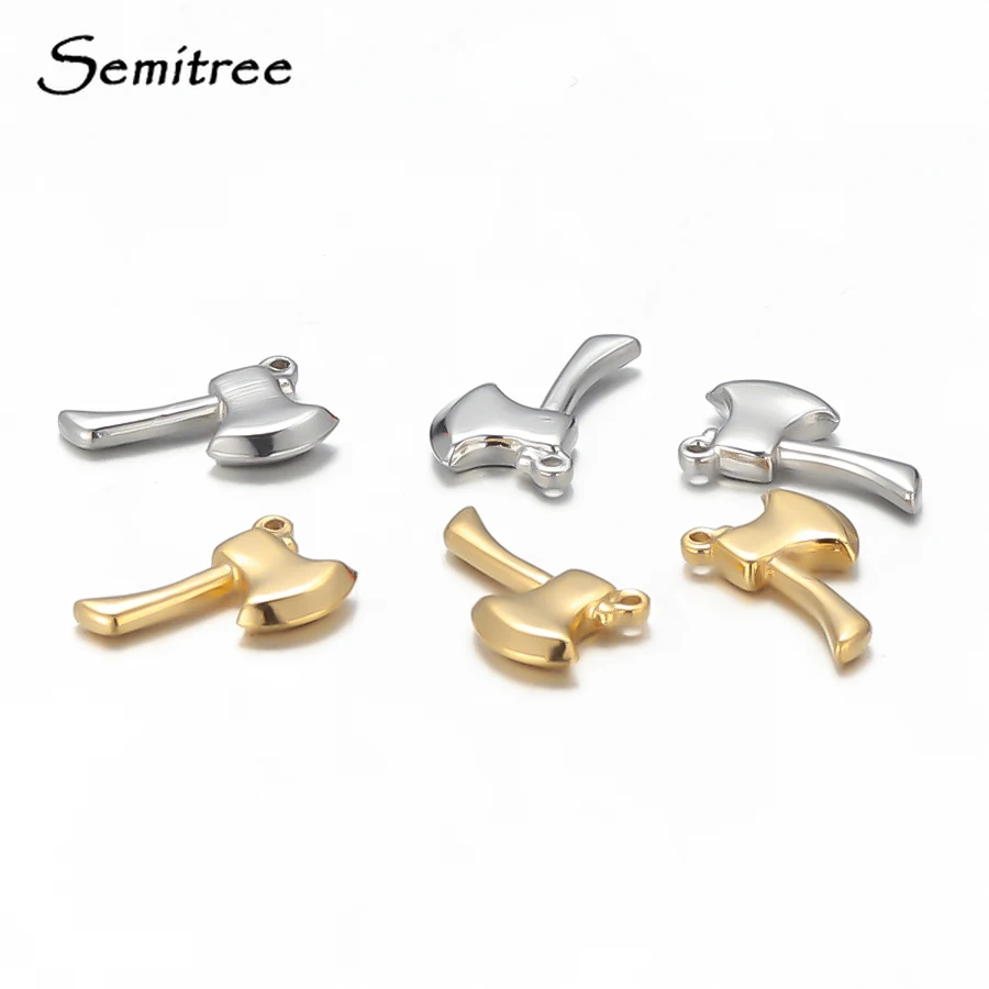 Semitree 10pcs Stainless Steel Axe Pendant Hatchets Charms for DIY Jewelry Making Necklace Decoration Bracelet Accessories