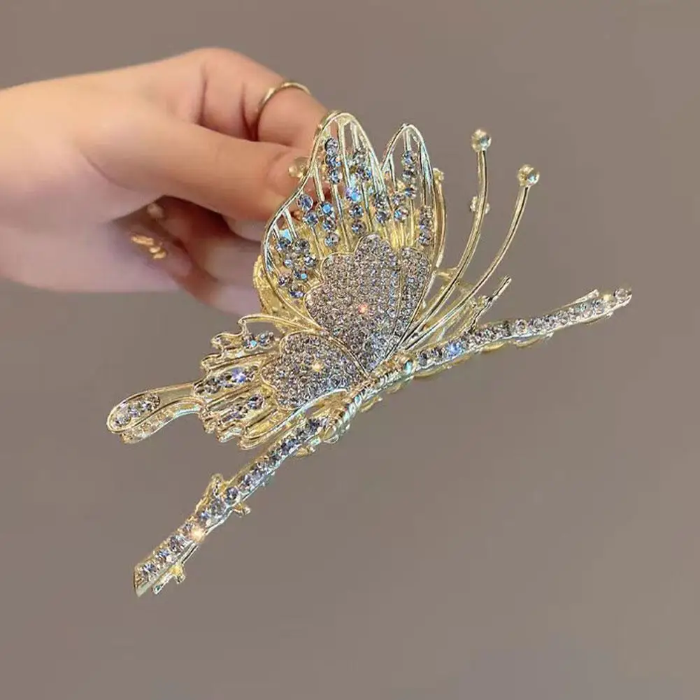 Clip de tiburón con Cabeza trasera de diamantes de imitación de Corea, accesorios de tocado de pelo grande de alta gama, Clip de agarre de temperamento, moda W9O0, nuevo