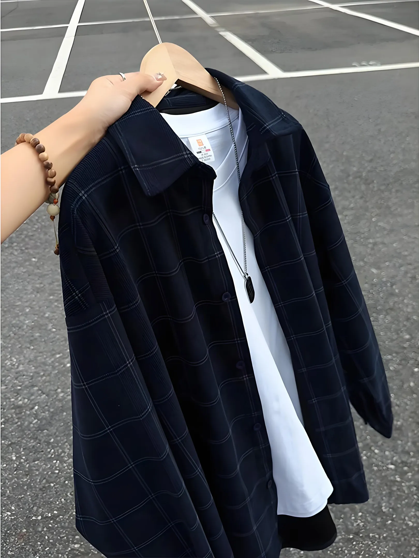 Retro American Plaid Long Sleeve Men's Shirt Autumn Casual Style Couple's Corduroy Jacket Loose Fit Button down Coat
