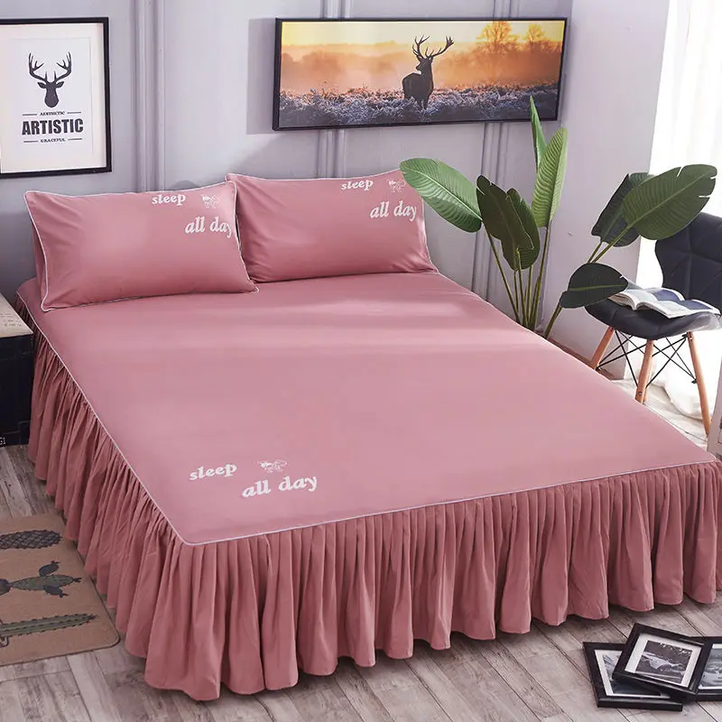 Solid Home Hotel Bed Skirt Mattress Protector Bed Cover Bedsheet  Skirt Bedspread Non-slip Mattress Cover Bedding Bed Skirt