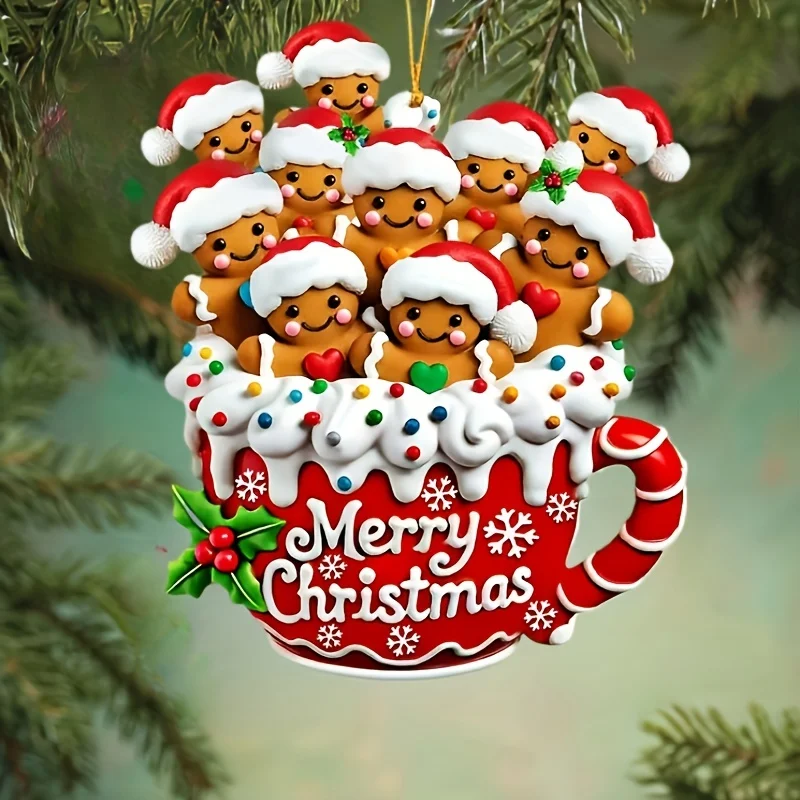 1 قطعة 2D شخصية الاكريليك الزنجبيل الأسرة عيد الميلاد زخرفة-اسم مخصص ، عطلة الديكور السنة الجديدة ، الذكرى السنوية #3