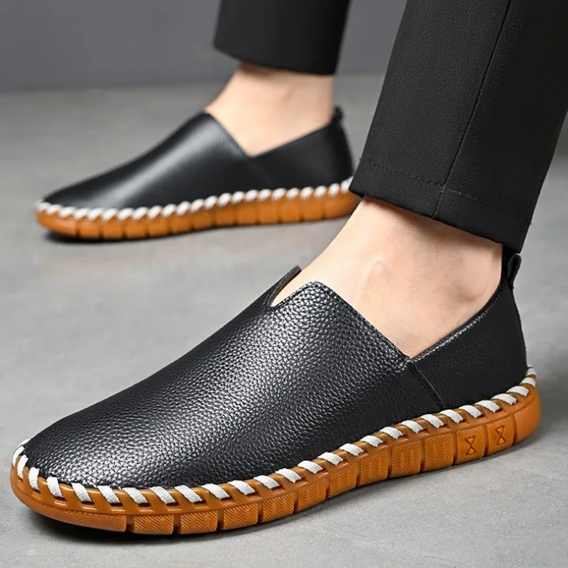 Übergrößen Herren-Lederschuhe Einfache Oxford-Sohle Freizeitschuhe Bequeme Weiche Sohle Leichte Rutschfeste Slipper 2026 Neu