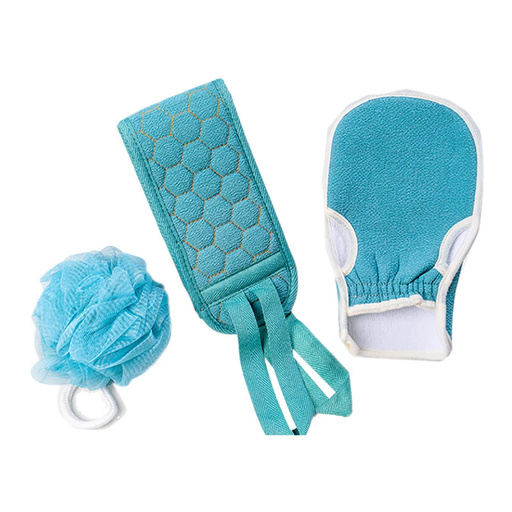 1 set Bath Towel Gloves Bath Flower 3pcs/Set Thickened Stain Removal Combo Set Household Long Strip Back Rubbing Towel