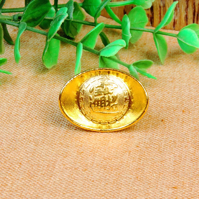 Ingot Gold Chinese Yuan Bao Wealth Golden Statue Ingots Decor Ornament Decorative Year New Bar Lucky Money Prosperity Figur