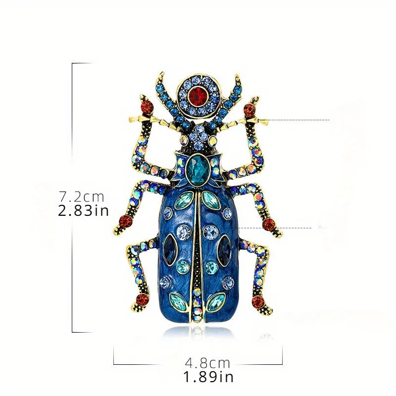 Men Women Enamel Scarab Brooch Fashion Insect Rhinestone Pin Beetle Badge Accessories