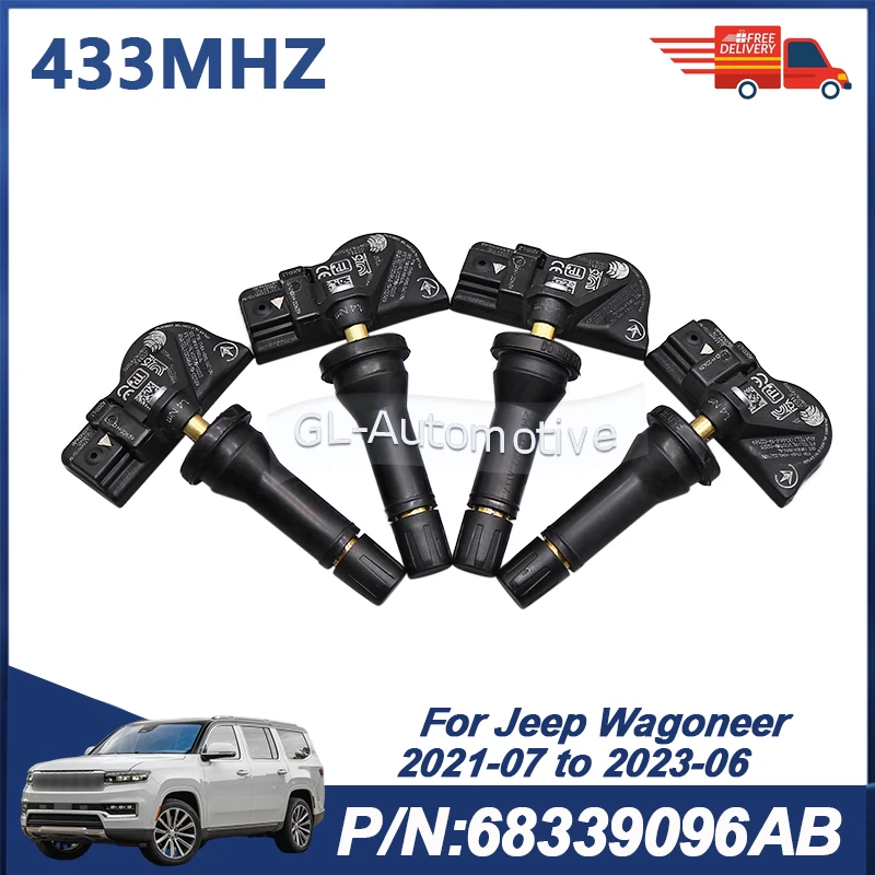

4 шт. 433 МГц датчик давления в шинах TPMS для Jeep Wagoneer 2021-2023 68339096AB