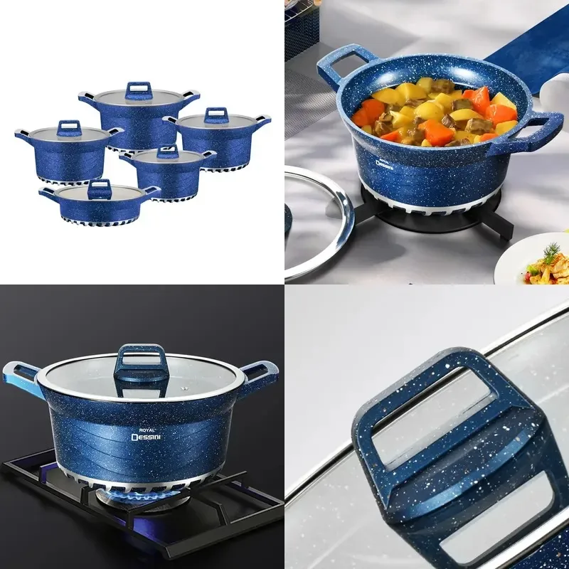 Wholesale Aluminum Outdoor Camping Kitchen Smart Ceramic Granite Cauldron Set Non-Stick Marble Cookware