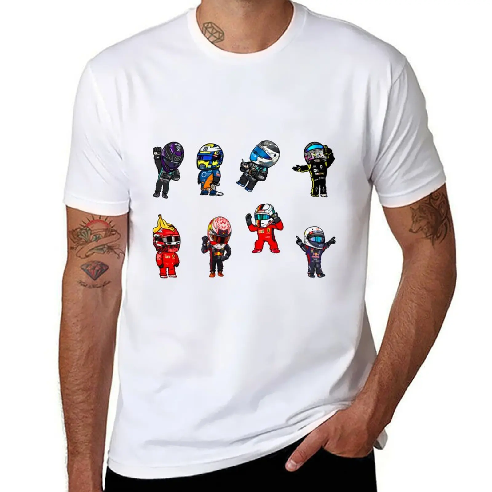 

F1 Mini Drivers Sticker Pack Stick T-Shirt man tshirt cotton t shirt pack T-Shirt
