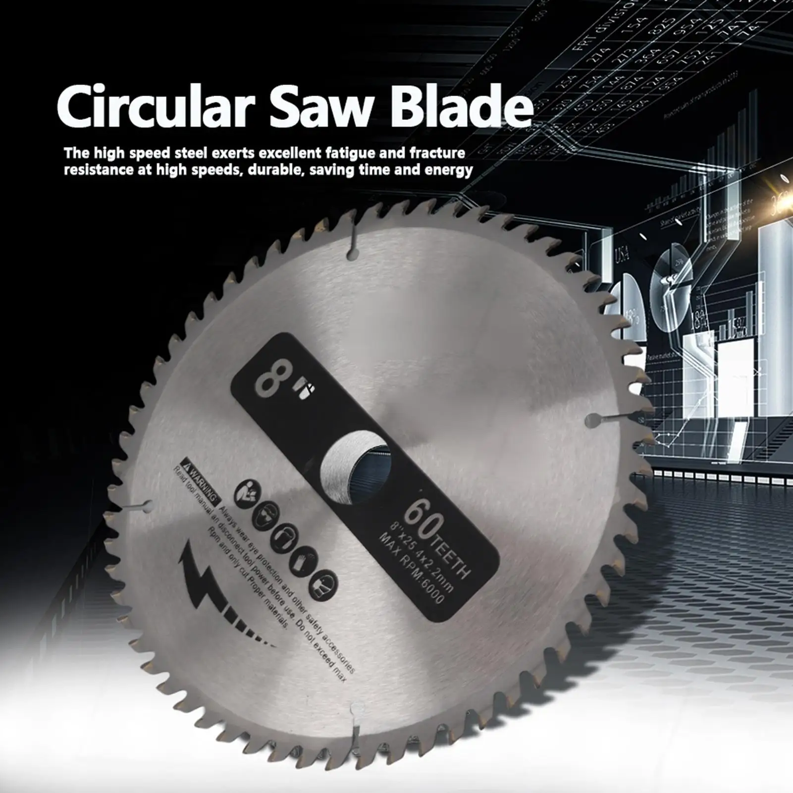 200mm Silver TCT Circular Saw Blade 60 Teeth for wood Cutting with Reduction Rings Tool