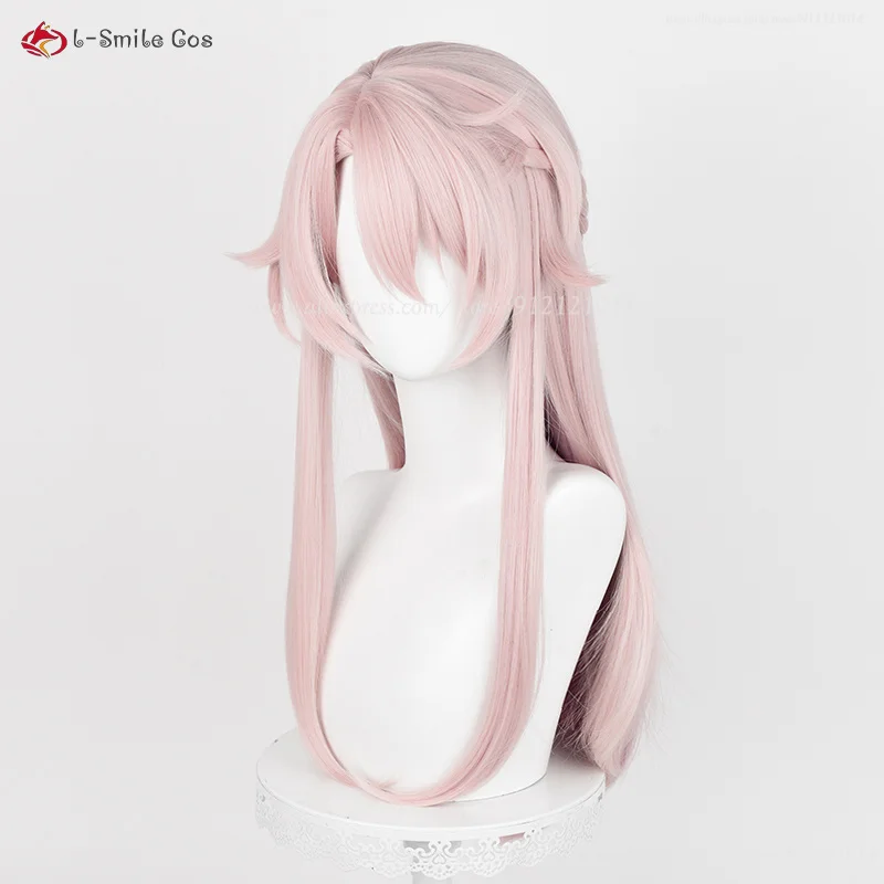 Jiao Qiu Pink Gradient Cosplay Peruca, Perucas Longas, Resistente ao Calor, Cabelo Sintético, Peruca Anime Halloween, Boné, 68cm