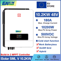 EASUN 10.2KW Hybrid Solar Inverter 48V 230Vac On Grid Off Grid Pure Sine Inverter Built Dual 180A MPPT Solar Charge Controller