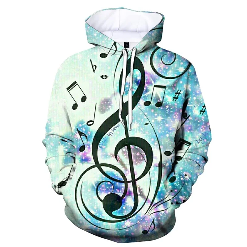 Funny Novelty Musical Note 3d Print Hoodies For Men Autumn Long Sleeves Pullover Sweatshirts Casual Tops Sweater Clothes