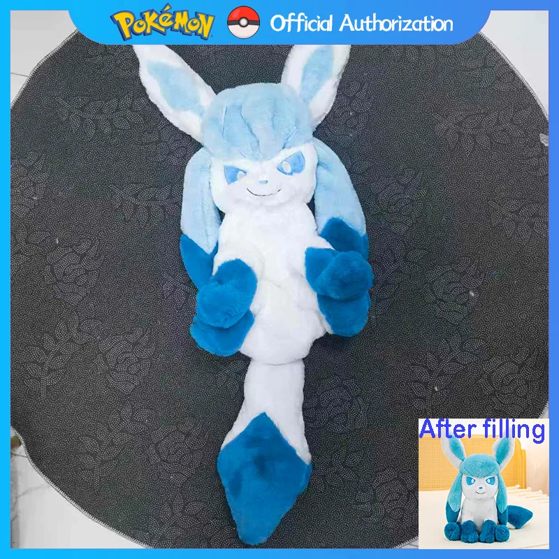 Cartoon Eevee No Cotton Leather Soft Anime Stuffed Doll Festival Gift 40CM-80CM Pokemon Glaceon Semi-finished Shell Plush Toy