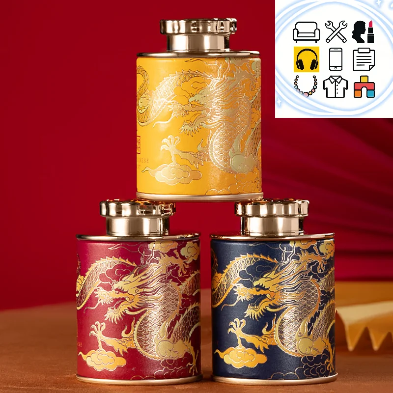 NEW Dragon Mini Empty Tea Tin Can Household Green Black Tea Sealed Jar Portable Travel Small Tea Packaging Box Paper Storage Can