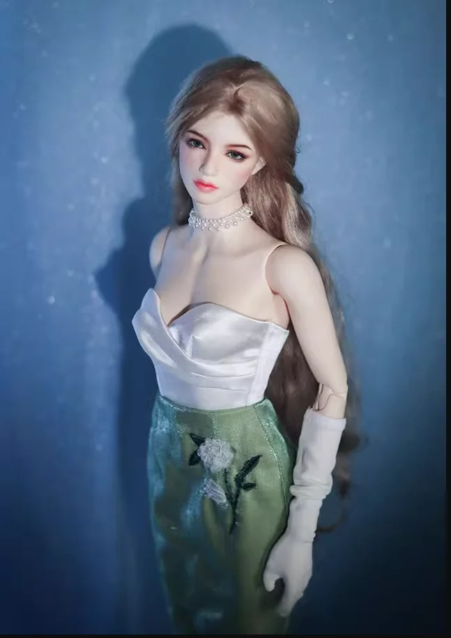 D09-P405 enfants jouet BJD esse SD MSD 1/6 1/4 1/3 poupée grande fille vert floral sans bretelles queue de poisson jupe 1 pièces