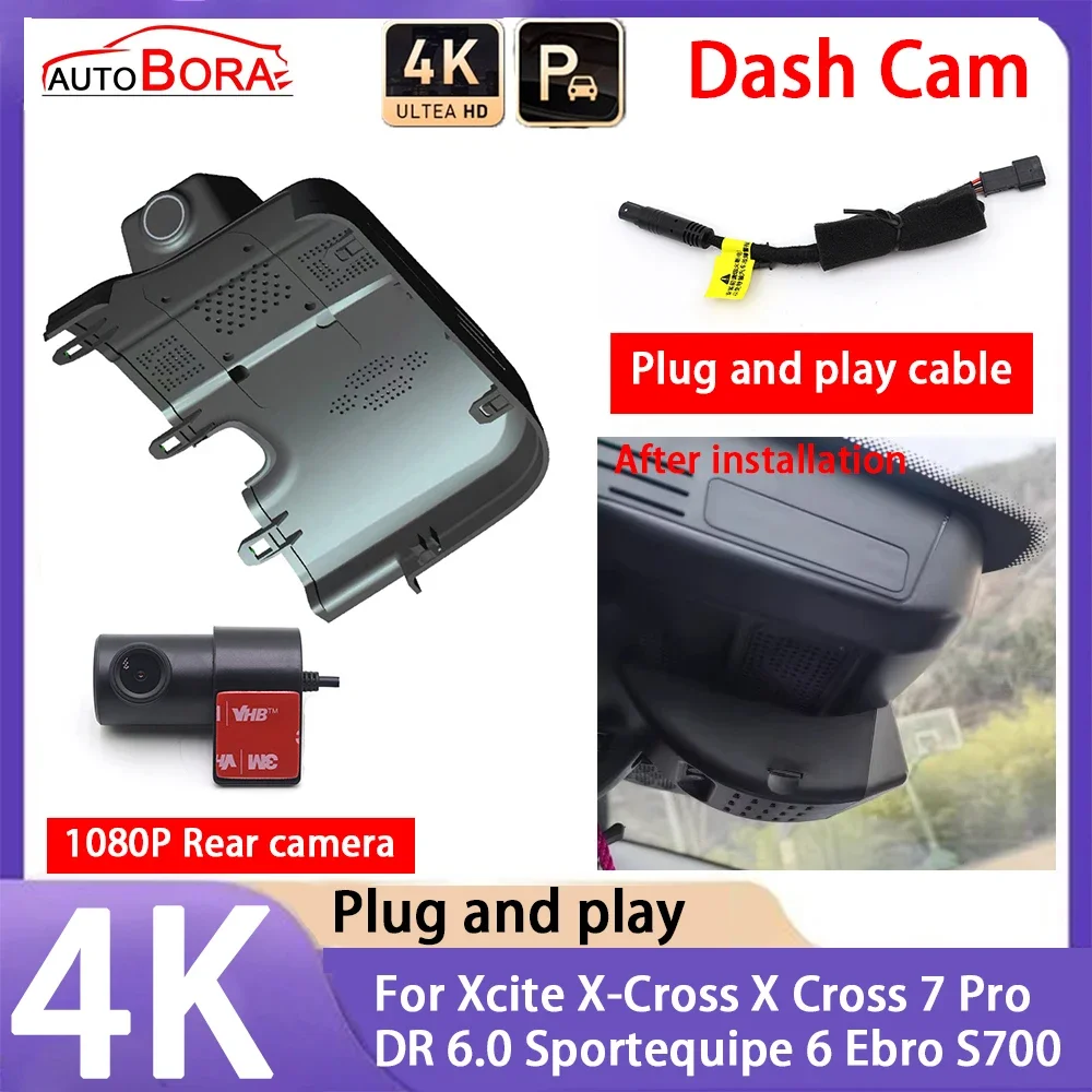 AutoBora 4K 2160P Camera Plug and Play UHD Dash Cam Night Vision for Xcite X-Cross X Cross 7 Pro DR 6.0 Sportequipe 6 Ebro S700