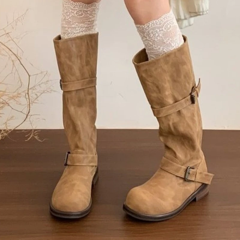 High Boots Women Flats Winter Shoes Designer 2025 Trend New Knee High Gladiator Knight's Boots Elegant Woman Botas Mujer Zapatos