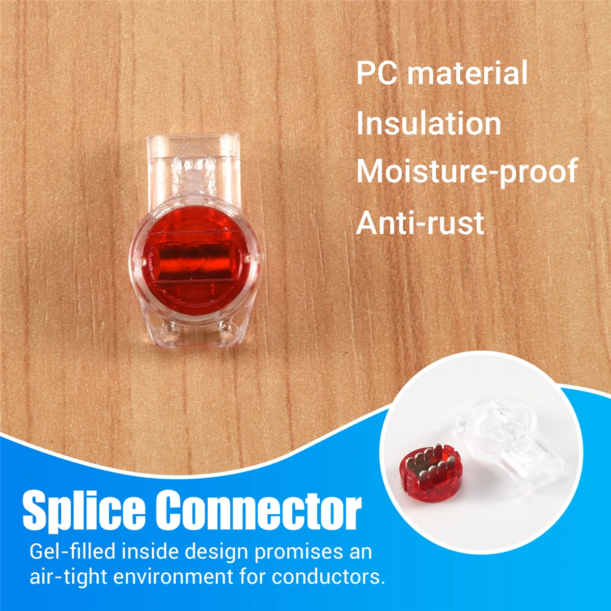 55 Stuks Gel Splice Ur Connector 3 Poort Draad Connectoren Rood + Helder