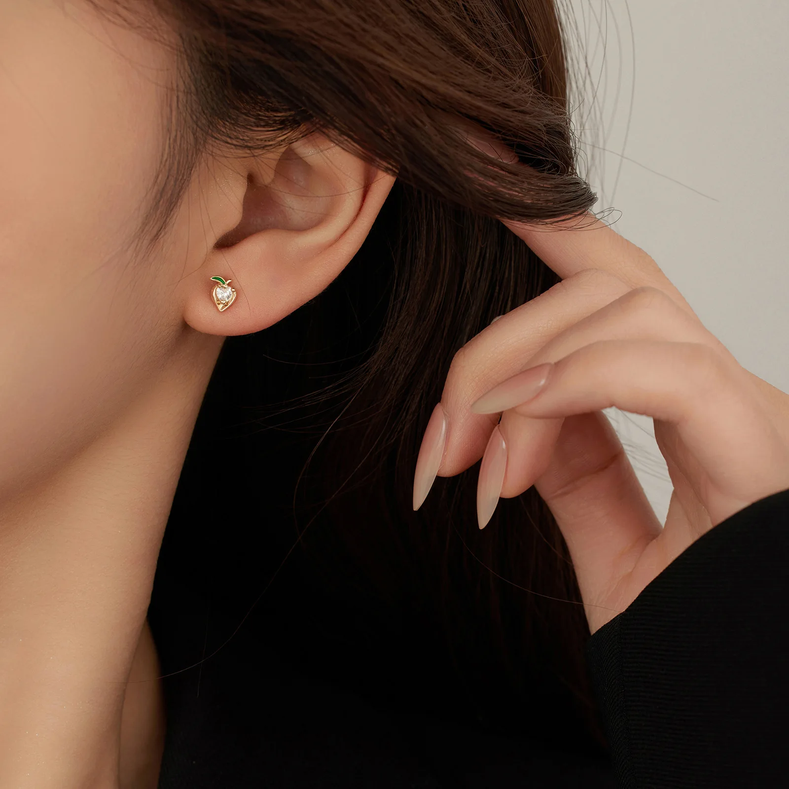 Französische süße Zirkon-Ohrstecker, hochwertig verkupfertes Echtgold, hohe Farbbeständigkeit, Öltropfen-Ohrringe, explosiv für Damen