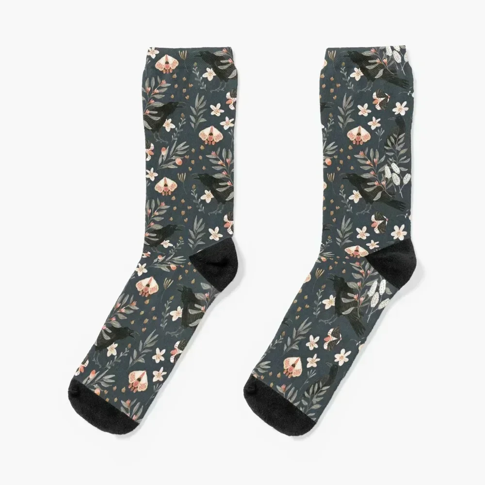 

Black Crow and Butterflies Socks gift Thermal man winter compression Stockings compression Women Socks Men's