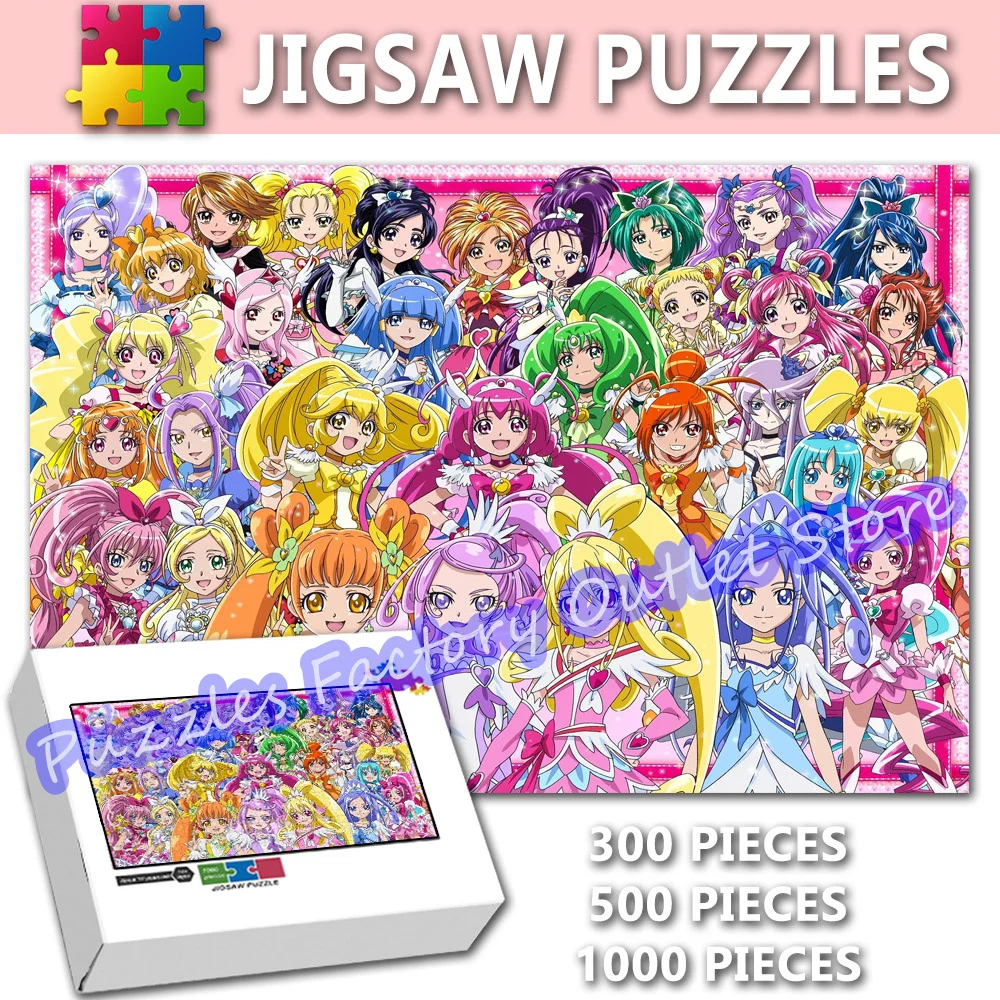 Janpanese Anime Cartoon Pretty Cure Jigsaw Puzzle Beauty Girls Figure 300/500/1000 Pieces Print Puzzle Toys Christmas Gifts