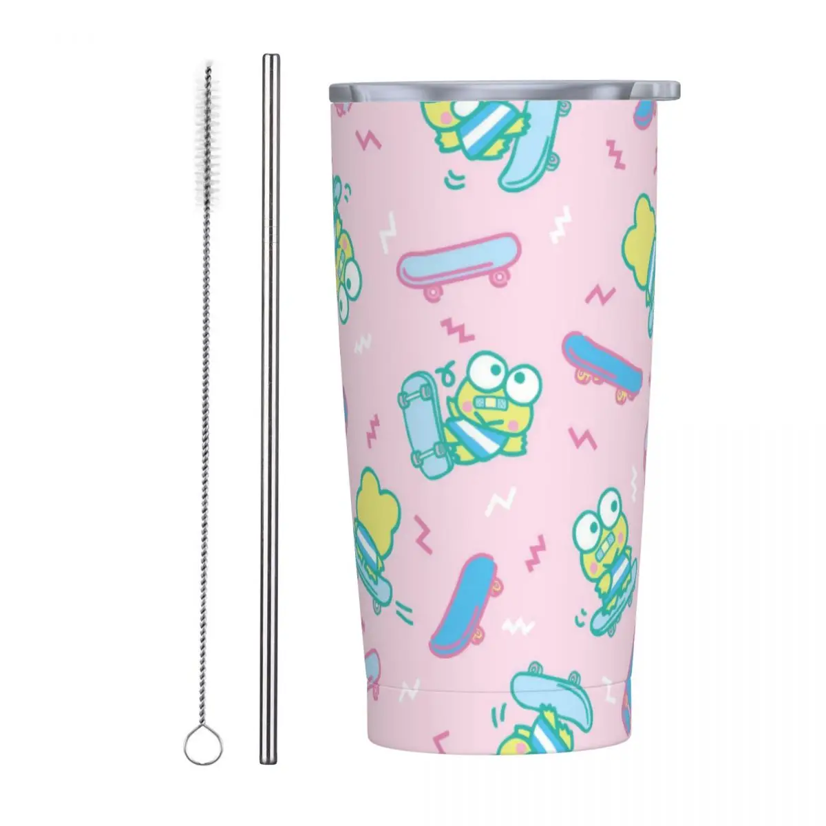 

Cartoon Keroppi Frog Insulated Tumbler with Lid Vacuum Coffee Mugs Office Home Thermos Bottle Cup