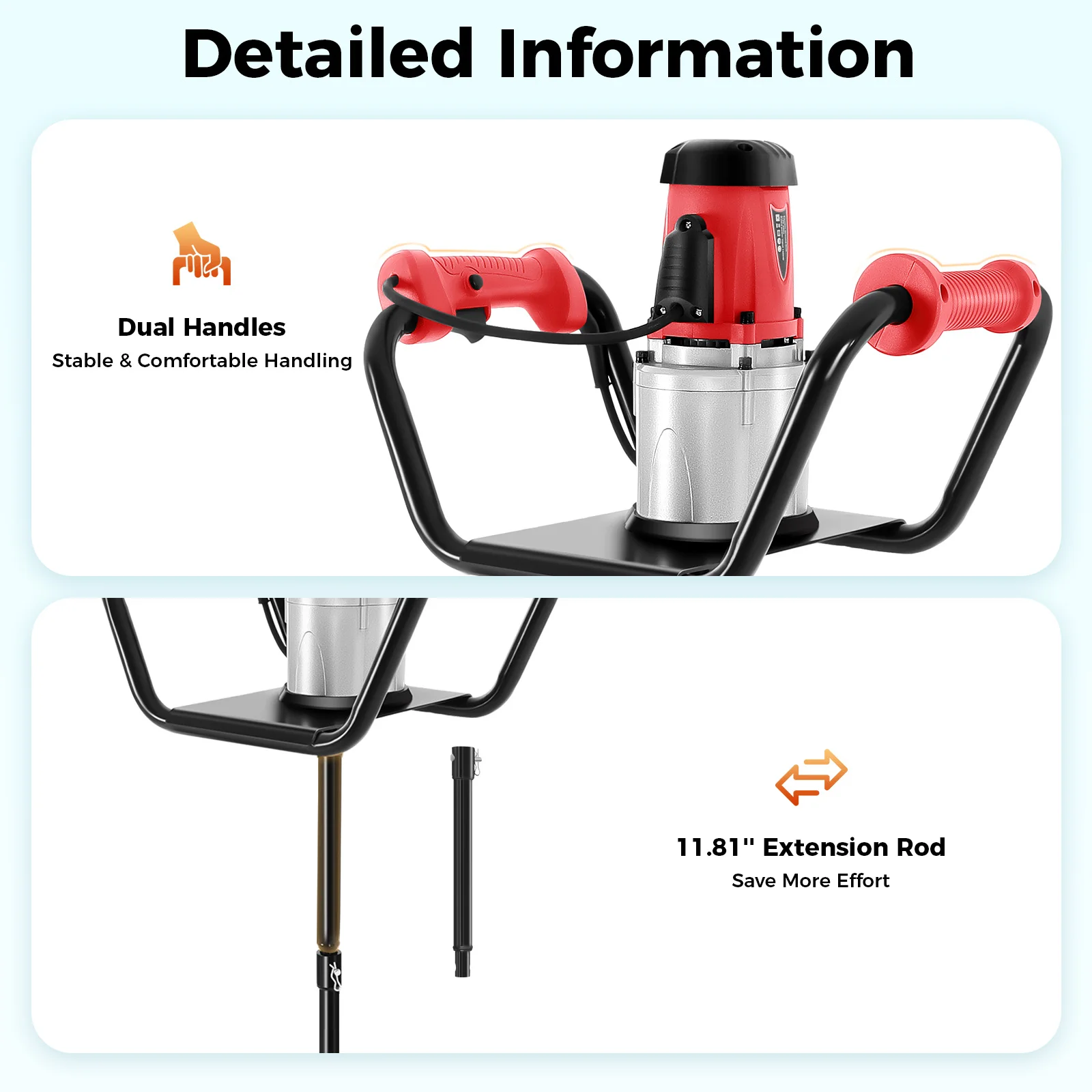 Broca de barrena de tierra con vástago de 3/4 "para plantar, barrena de jardín de 6" x 31,1" con barra de extensión para excavadora, excavadora de postes para valla P