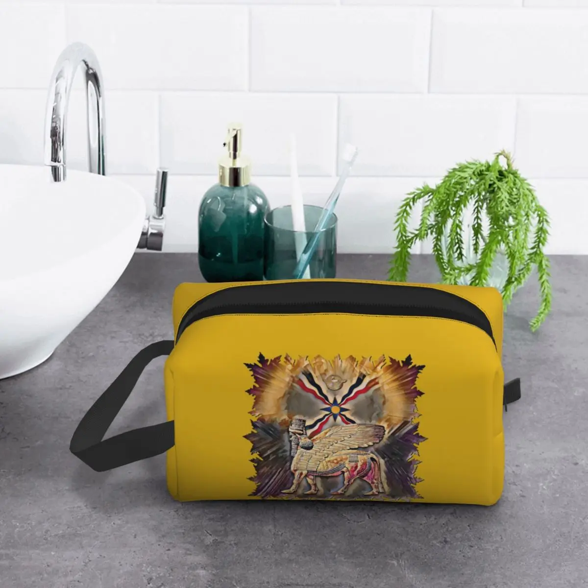 

Luxury Assyrian Suryoyo Flag Makeup Bag Cosmetic Organizer Storage Dopp Kit Toiletry Cosmetic Bag Pencil Case