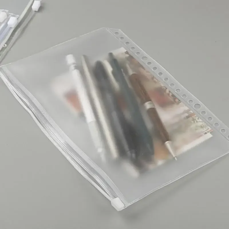 Conveniente PVC trasparente A5 A6 A7 Tasche raccoglitore Cartelle trasparenti con cerniera per raccoglitore per notebook a 6 anelli Raccoglitore per file Rapporti