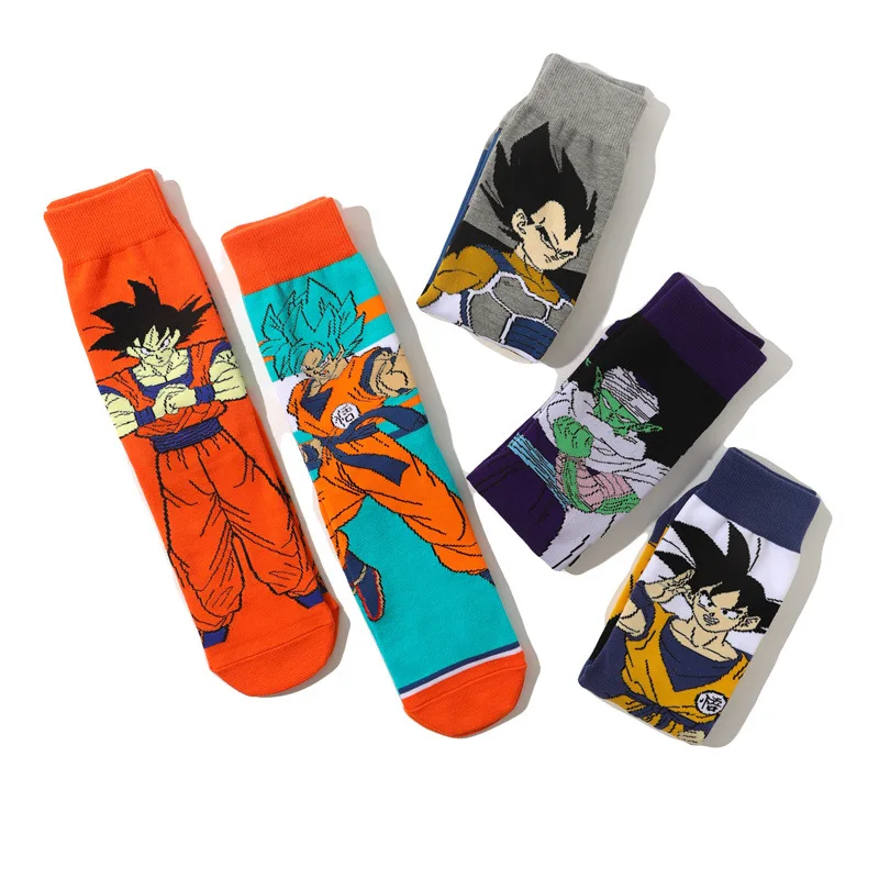 1 para skarpetek Dragon Ball Anime Figurki z kreskówek Goku Vegeta Drukowane skarpetki typu Mid-tube dla mężczyzn Outdoor Sports Oddychająca