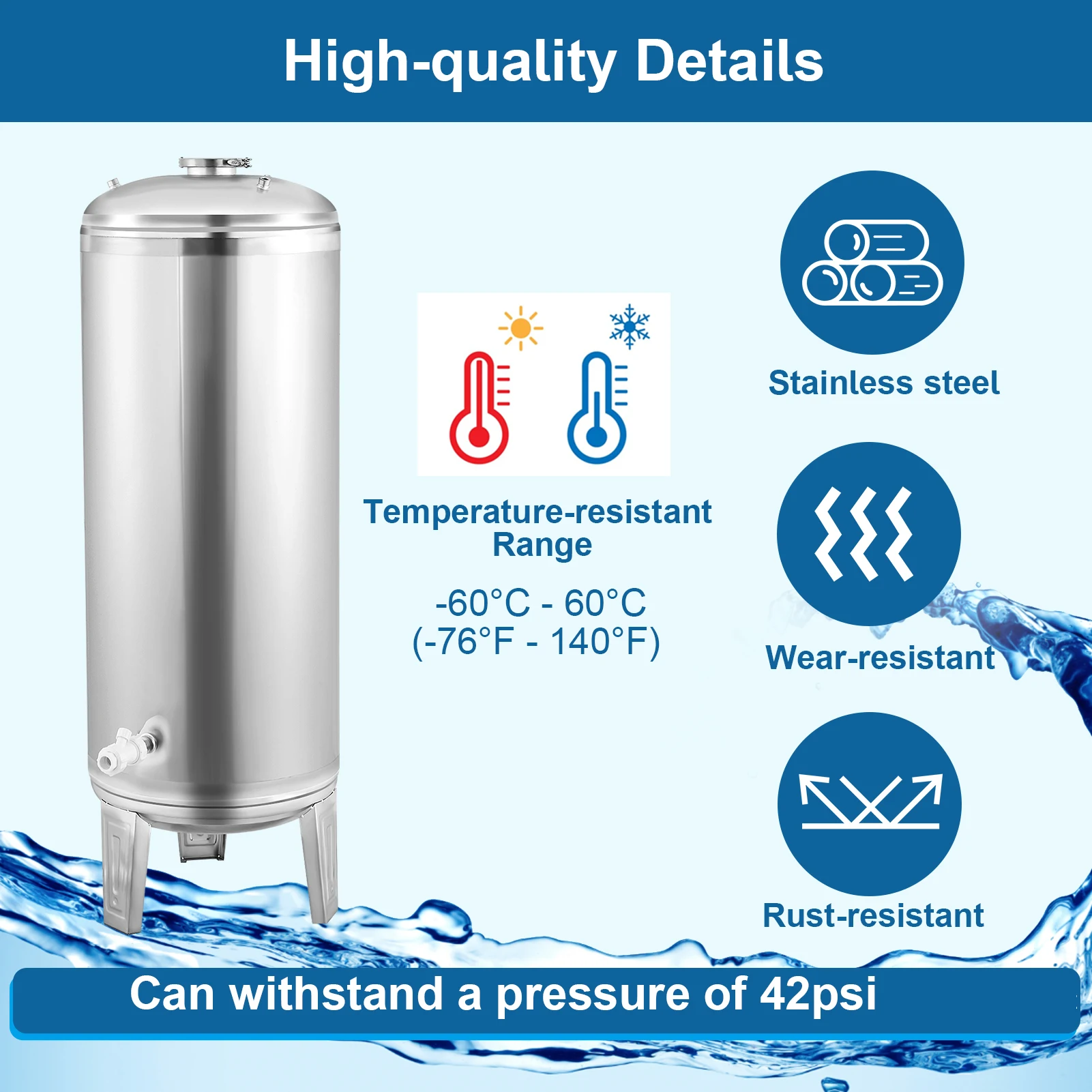 Well Pump Pressure Tank, 160L Automatic Well Pressure Tank,  Water Storage Pressurized Bladder Container for Farm Staircase
