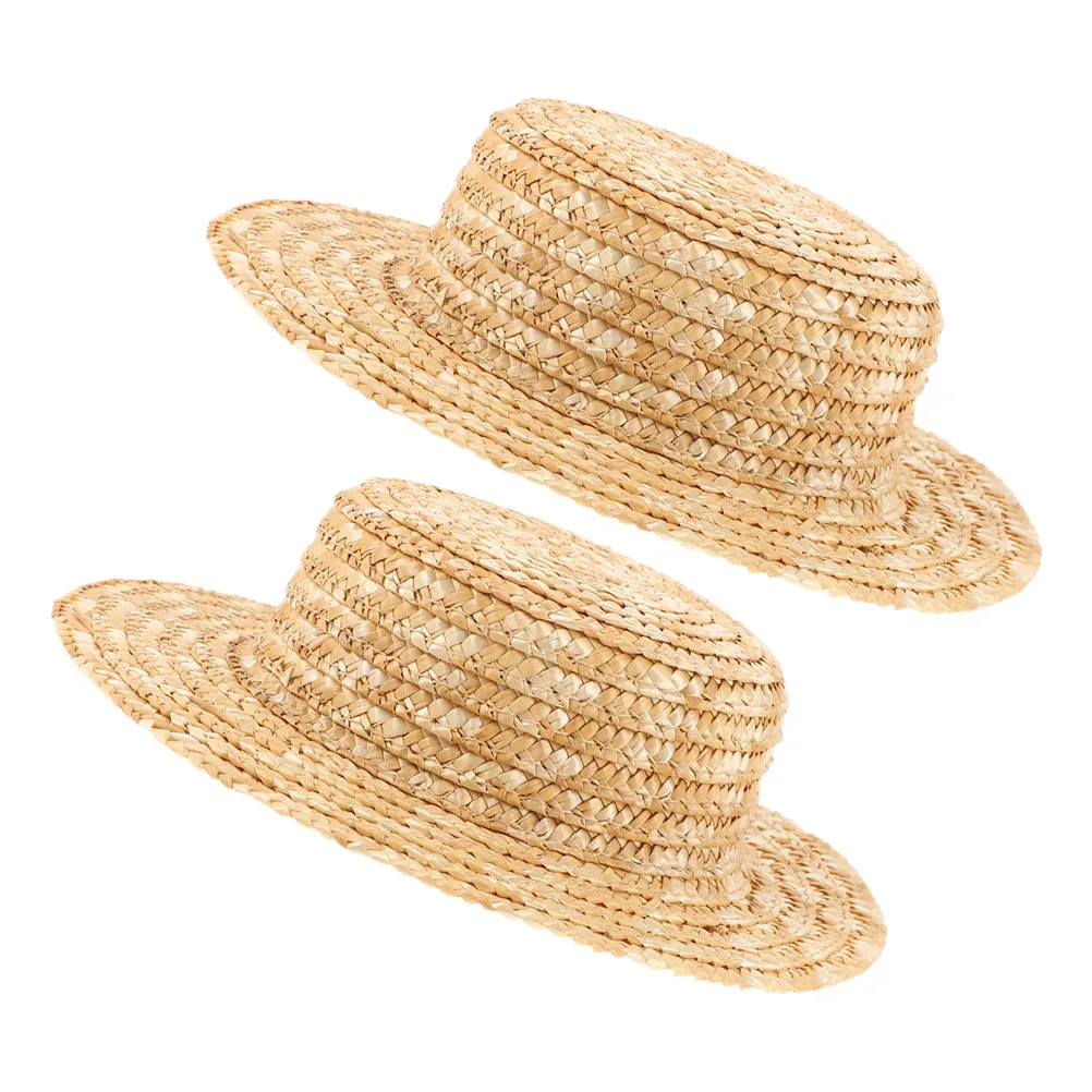 

2Pcs Mini Straw Hats Small Woven Mini Caps for DIY Crafting Tiny Hat Accessories Creative Photo Props Home Decoration