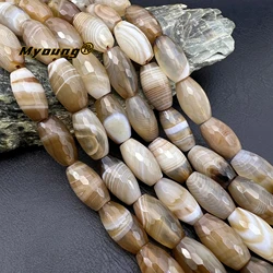 10x20MM 19PCS Natural Light Brown Lace Agates Faceted Barrel Cutting Nugget Beads For DIY Jewelry Making MY240301