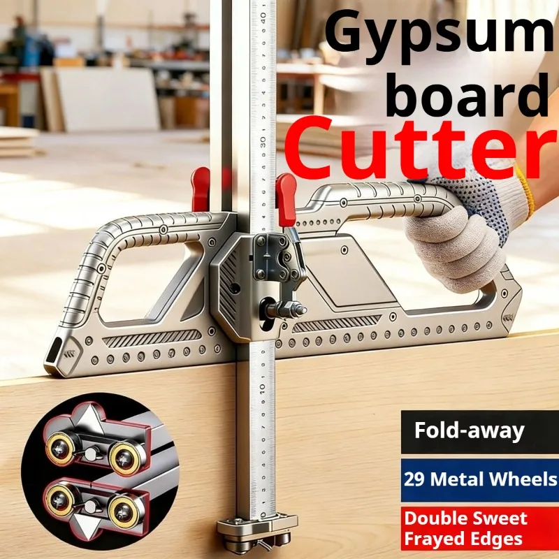 Stainless Steel Gypsum Board Cutter Tool Manual Hand-Push Drywall Cutting Tool Precision Labor-saving Scoring Cutting Tool