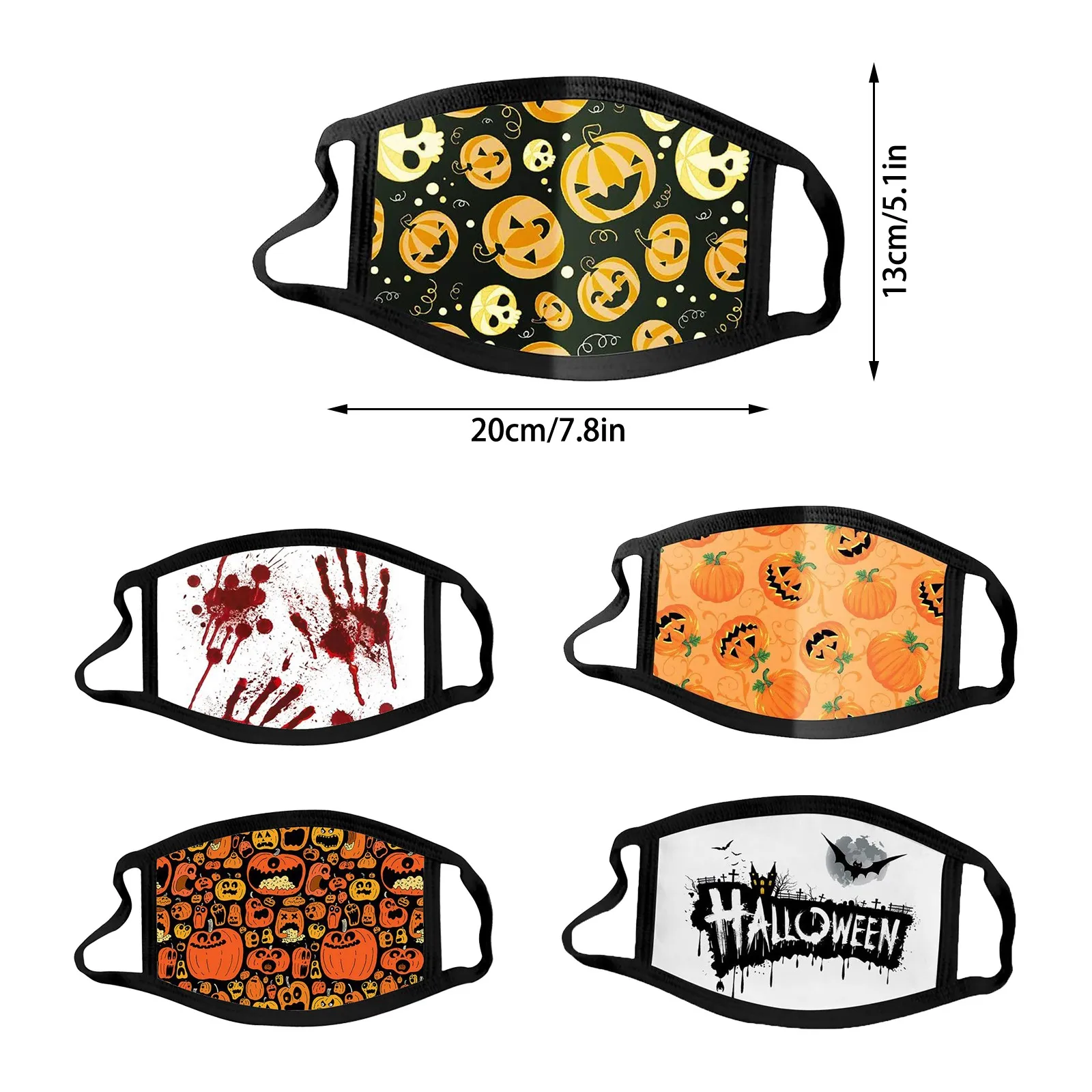 할로윈 패션 프린트 마스크 방풍 안티-침입 얼굴 마스크 빨 수있는 재사용 가능한 축제 파티 의상 장식 액세서리